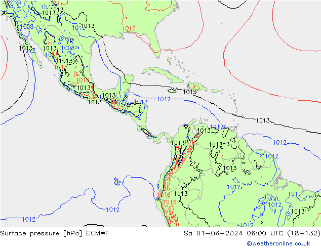 Surface pressure ECMWF Sa 01.06.2024 06 UTC