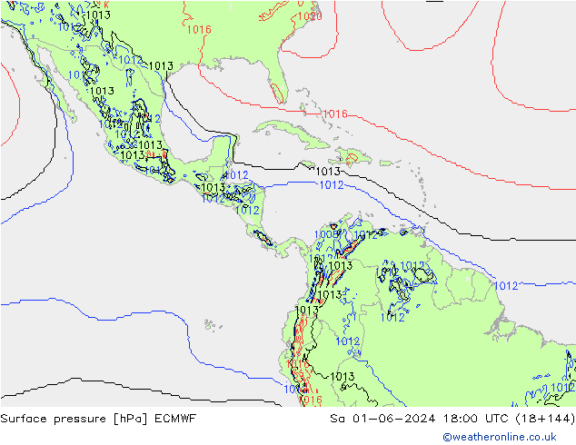 pressão do solo ECMWF Sáb 01.06.2024 18 UTC