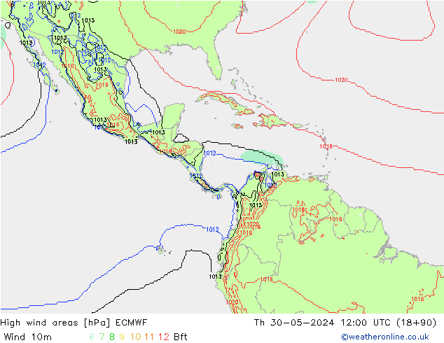 Windvelden ECMWF do 30.05.2024 12 UTC