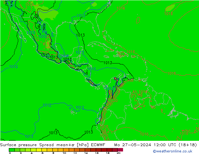 pressão do solo Spread ECMWF Seg 27.05.2024 12 UTC