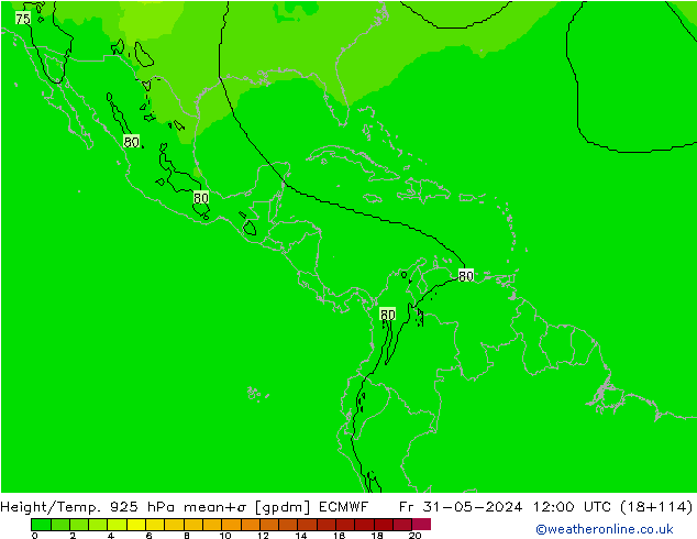 Geop./Temp. 925 hPa ECMWF vie 31.05.2024 12 UTC