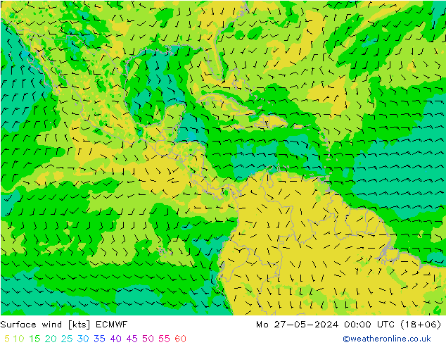 Vento 10 m ECMWF Seg 27.05.2024 00 UTC