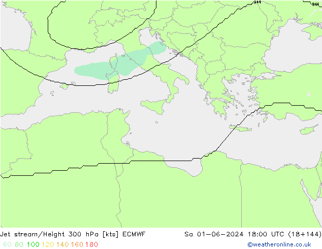 Jet stream/Height 300 hPa ECMWF Sa 01.06.2024 18 UTC