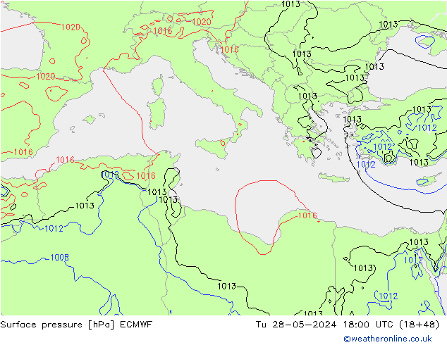 Surface pressure ECMWF Tu 28.05.2024 18 UTC