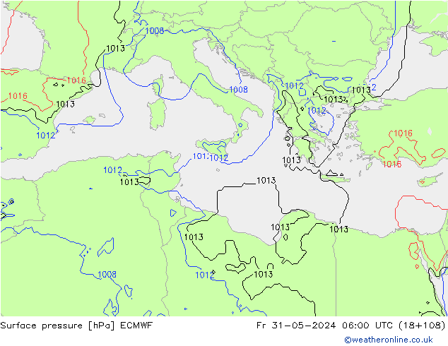 Surface pressure ECMWF Fr 31.05.2024 06 UTC