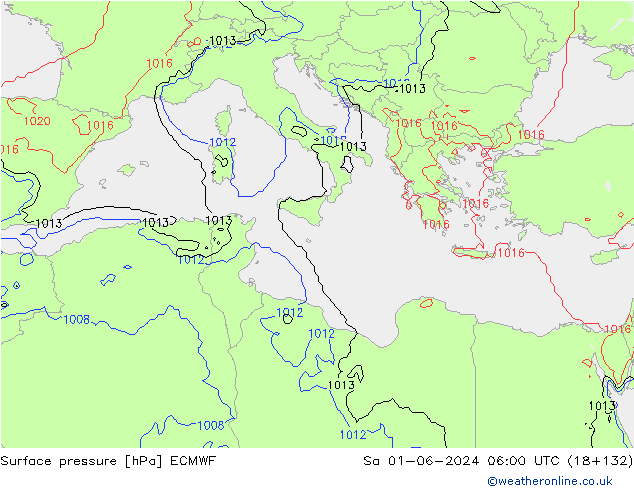 ciśnienie ECMWF so. 01.06.2024 06 UTC