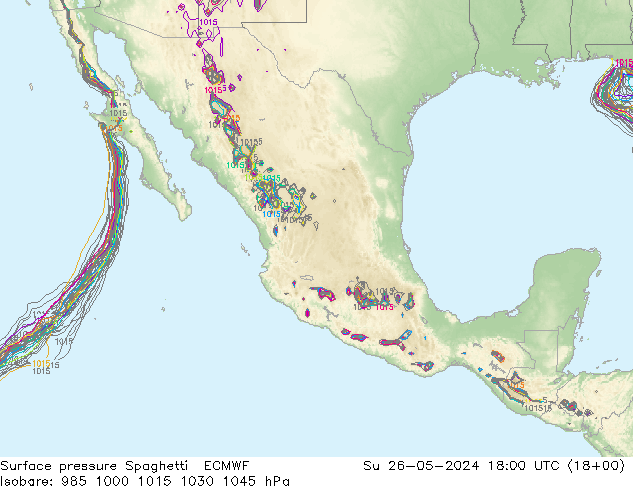 pressão do solo Spaghetti ECMWF Dom 26.05.2024 18 UTC