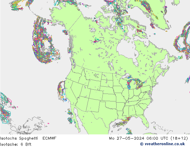 Eşrüzgar Hızları Spaghetti ECMWF Pzt 27.05.2024 06 UTC