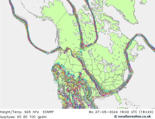 Height/Temp. 925 hPa ECMWF Mo 27.05.2024 18 UTC