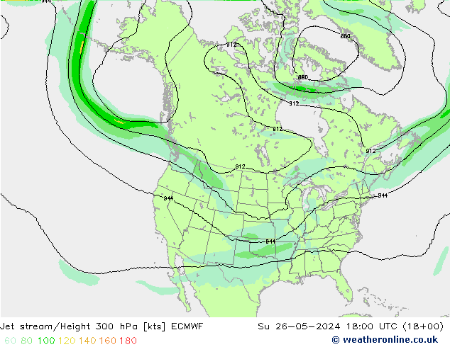 Jet stream/Height 300 hPa ECMWF Su 26.05.2024 18 UTC