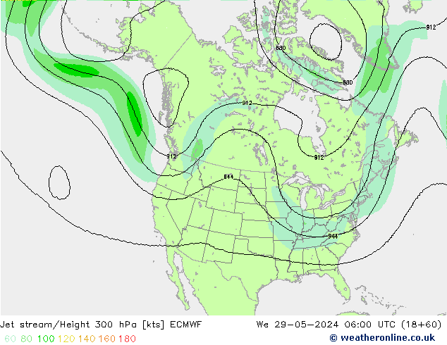 Straalstroom ECMWF wo 29.05.2024 06 UTC