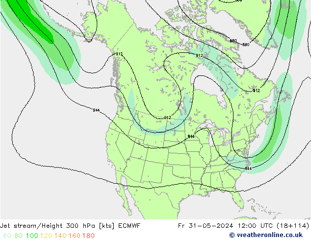 Corrente a getto ECMWF ven 31.05.2024 12 UTC