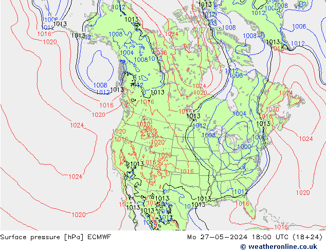 pressão do solo ECMWF Seg 27.05.2024 18 UTC