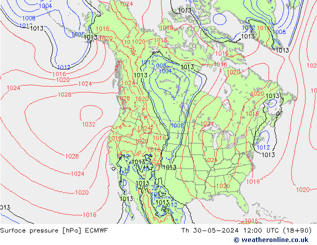 ciśnienie ECMWF czw. 30.05.2024 12 UTC