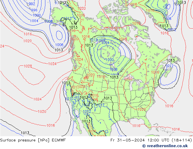 pressão do solo ECMWF Sex 31.05.2024 12 UTC