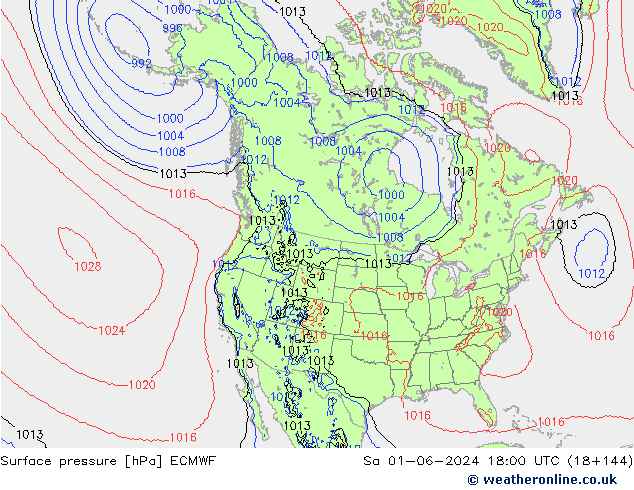 Pressione al suolo ECMWF sab 01.06.2024 18 UTC