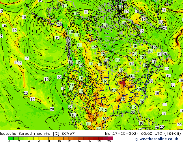 Isotaca Spread ECMWF lun 27.05.2024 00 UTC