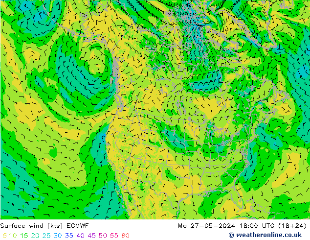 Viento 10 m ECMWF lun 27.05.2024 18 UTC