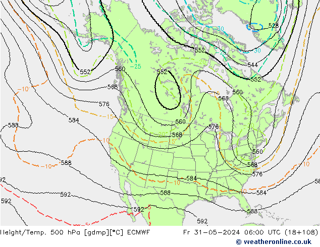 Géop./Temp. 500 hPa ECMWF ven 31.05.2024 06 UTC