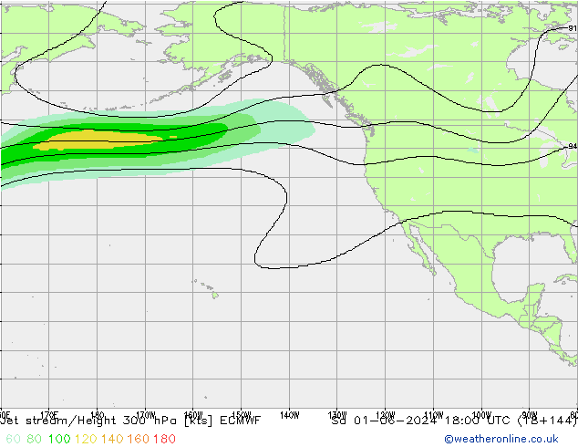Jet stream/Height 300 hPa ECMWF Sa 01.06.2024 18 UTC