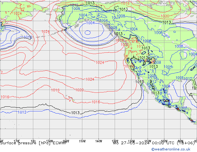 Luchtdruk (Grond) ECMWF ma 27.05.2024 00 UTC