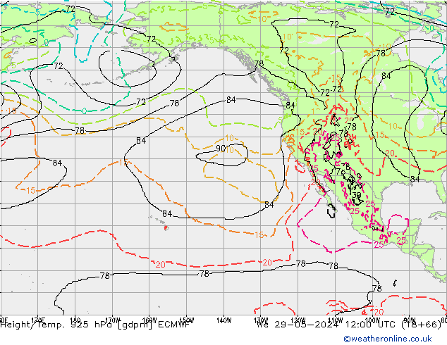 Height/Temp. 925 гПа ECMWF ср 29.05.2024 12 UTC