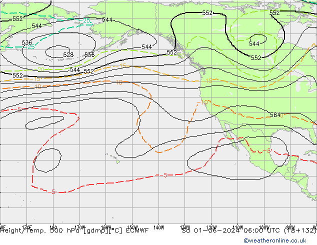 Height/Temp. 500 hPa ECMWF So 01.06.2024 06 UTC