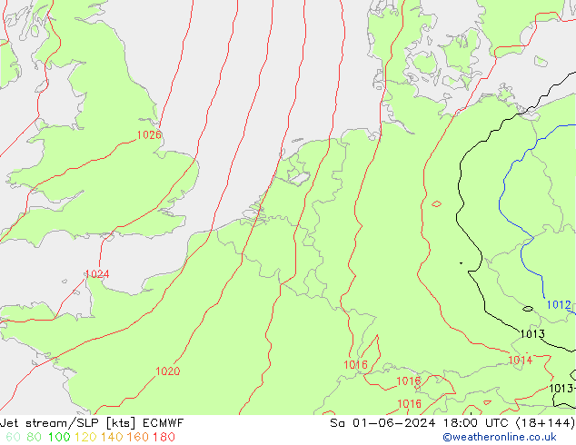 Jet stream/SLP ECMWF Sa 01.06.2024 18 UTC