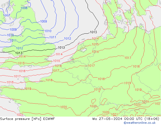 Surface pressure ECMWF Mo 27.05.2024 00 UTC