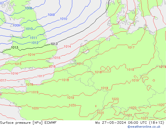 Bodendruck ECMWF Mo 27.05.2024 06 UTC