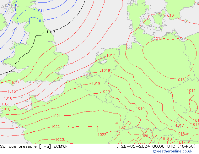 приземное давление ECMWF вт 28.05.2024 00 UTC