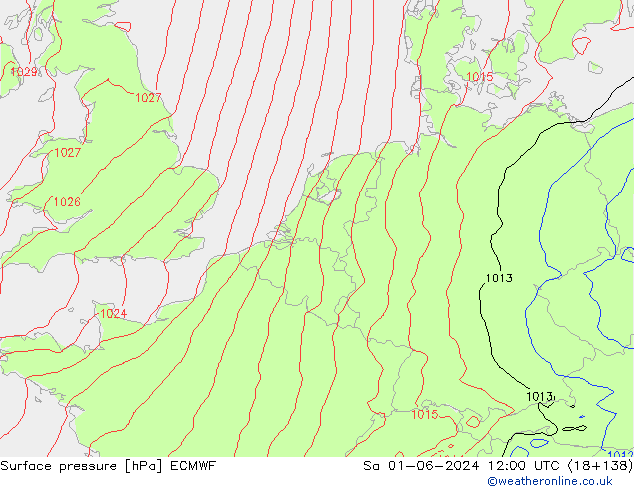 Surface pressure ECMWF Sa 01.06.2024 12 UTC