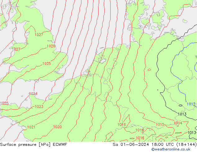 Surface pressure ECMWF Sa 01.06.2024 18 UTC