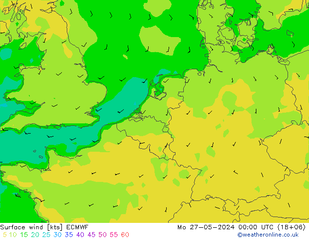 Vent 10 m ECMWF lun 27.05.2024 00 UTC