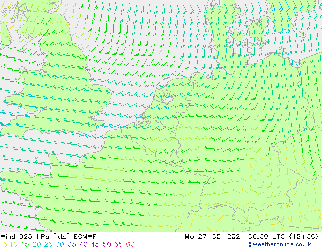 Wind 925 hPa ECMWF Mo 27.05.2024 00 UTC