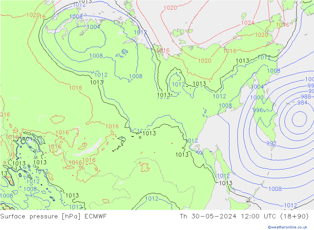 Surface pressure ECMWF Th 30.05.2024 12 UTC