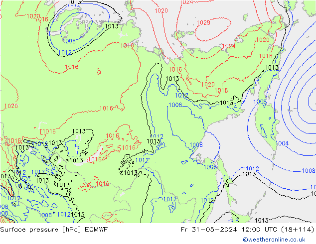 Surface pressure ECMWF Fr 31.05.2024 12 UTC