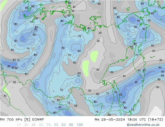 RV 700 hPa ECMWF wo 29.05.2024 18 UTC