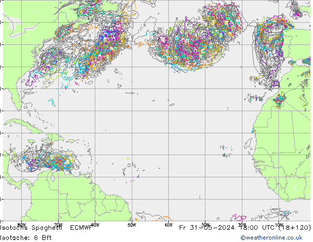 Isotachs Spaghetti ECMWF пт 31.05.2024 18 UTC