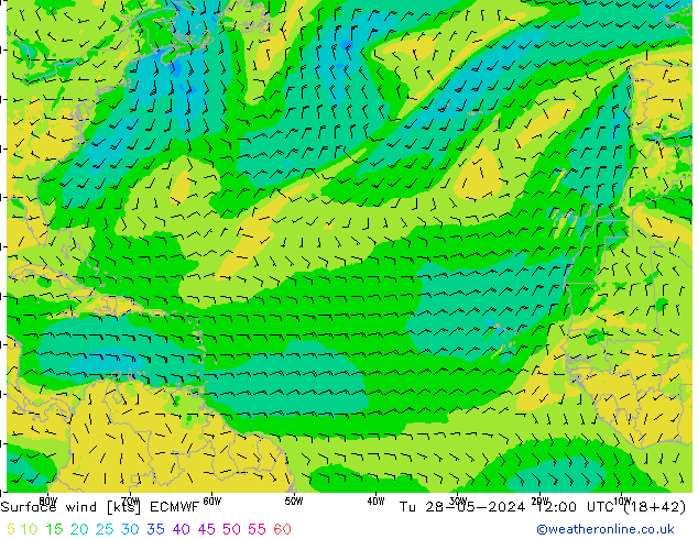 Vent 10 m ECMWF mar 28.05.2024 12 UTC