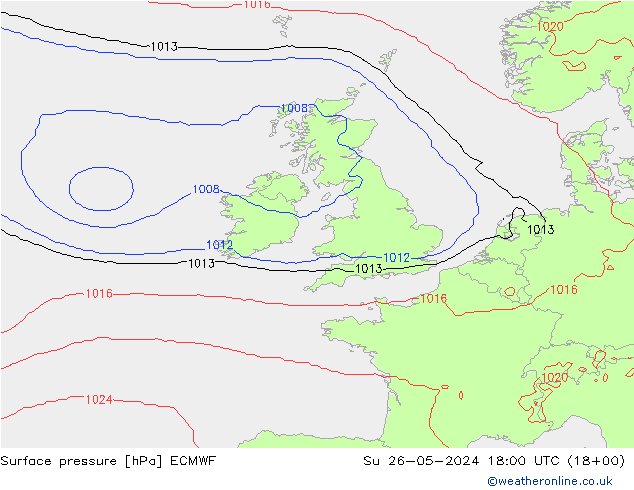 Surface pressure ECMWF Su 26.05.2024 18 UTC