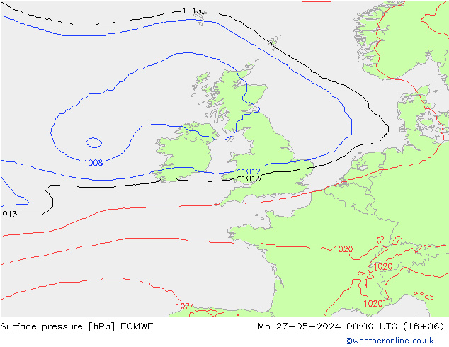 Luchtdruk (Grond) ECMWF ma 27.05.2024 00 UTC