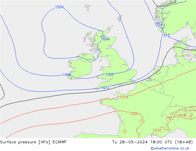 ciśnienie ECMWF wto. 28.05.2024 18 UTC