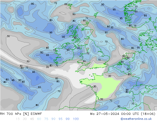 700 hPa Nispi Nem ECMWF Pzt 27.05.2024 00 UTC