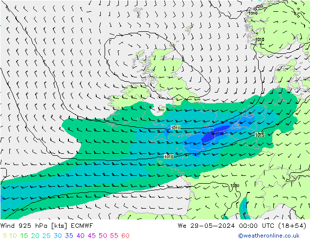 Wind 925 hPa ECMWF wo 29.05.2024 00 UTC