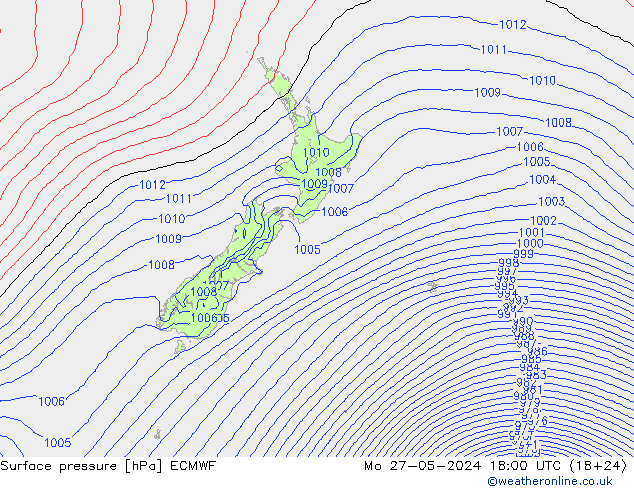 Surface pressure ECMWF Mo 27.05.2024 18 UTC