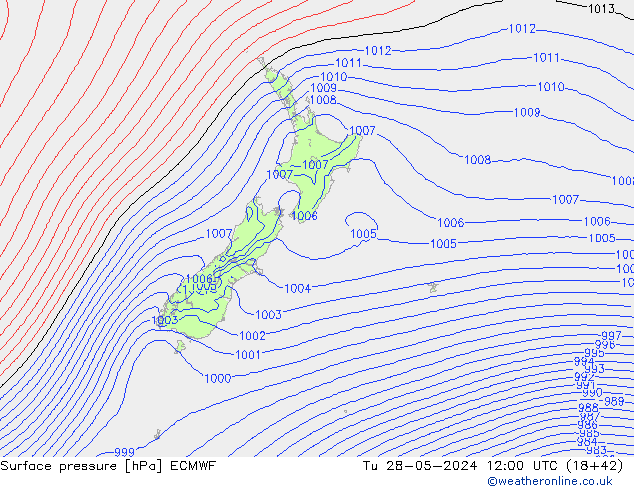 pressão do solo ECMWF Ter 28.05.2024 12 UTC