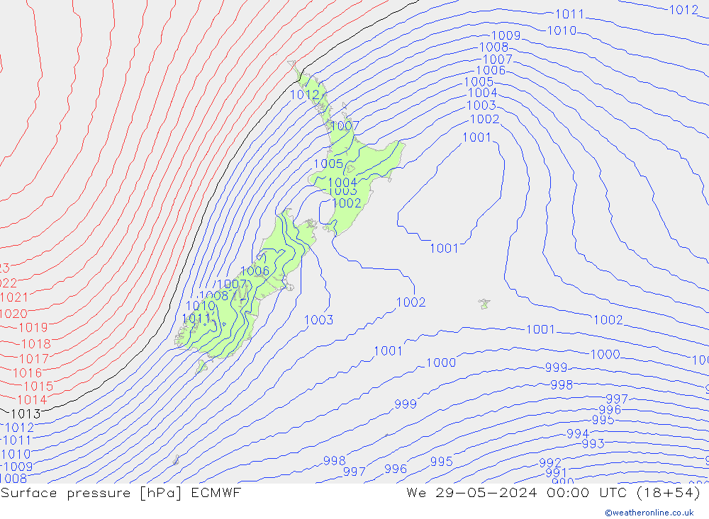 Surface pressure ECMWF We 29.05.2024 00 UTC