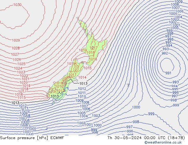 Surface pressure ECMWF Th 30.05.2024 00 UTC