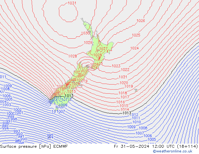 Pressione al suolo ECMWF ven 31.05.2024 12 UTC